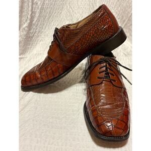 VTG Stacy Adams Exotic Snakeskin Men’s Size 8 Brown Leather Oxford Dress Shoes
